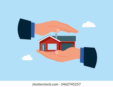 House insurance, accident protection, safety or assurance service. Flat vector illustration 