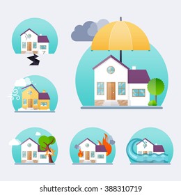 House insurance business service icons template. Property insurance. Big set house insurance. Vector illustration concept of insurance.