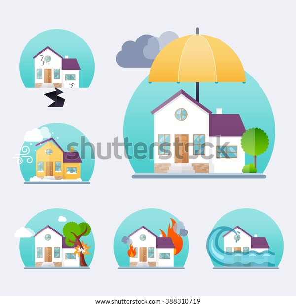 House insurance business service icons\
template. Property insurance. Big set house insurance. Vector\
illustration concept of\
insurance.