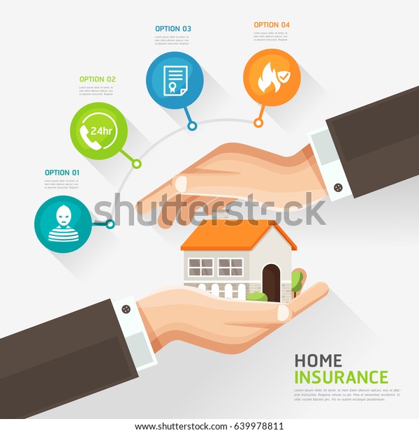 House insurance business service icons\
template. Businessman hands protecting the house, real estate\
insurance, home insurance concept. Can be used for workflow layout,\
banner, diagram,\
infographics.