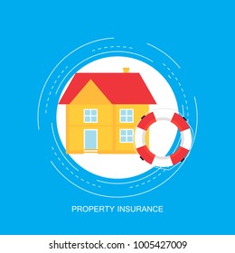 House insurance concept, real estate protection, insurance policy services flat vector illustration. Design for web banners and apps