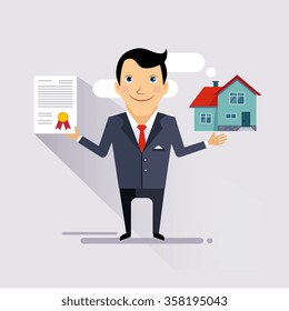 House Insurance Contract Colourful Vector Illustration flat style