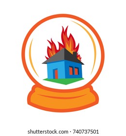 House insurance- fire house in the magic ball