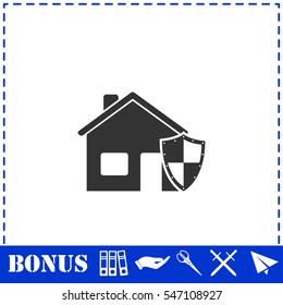 House insurance icon flat. Simple vector symbol and bonus icon