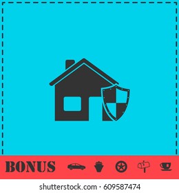 House insurance icon flat. Simple vector symbol and bonus icon