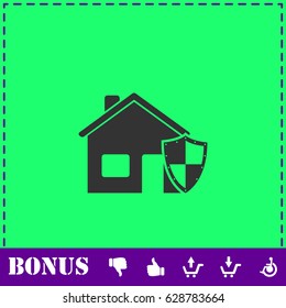 House insurance icon flat. Simple vector symbol and bonus icon