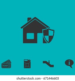 House insurance icon flat. Simple vector symbol and bonus icon
