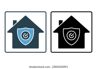 house insurance icon. house protection. Solid icon style design. Simple vector design editable