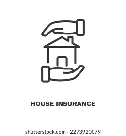 house insurance icon. Thin line house insurance icon from Insurance and Coverage collection. Outline vector isolated on white background. Editable house insurance symbol can be used web and mobile