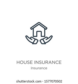 House insurance icon. Thin linear house insurance outline icon isolated on white background from insurance collection. Line vector sign, symbol for web and mobile