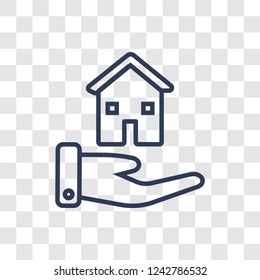 House insurance icon. Trendy linear House insurance logo concept on transparent background from Insurance collection