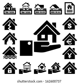 House insurance icons Set.  Illustration EPS10