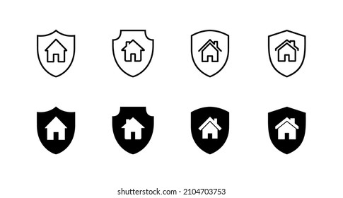 house insurance icons set. house protection sign and symbol