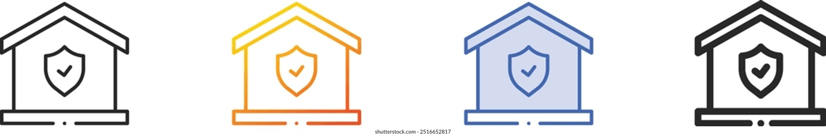 house insurance icon.Thin Linear, Gradient, Blue Stroke and bold Style Design Isolated On White Background