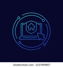 house insurance, online order icon, linear design