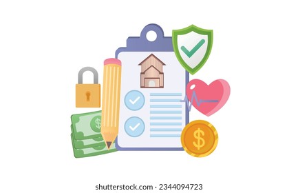 House insurance and protection service.on white background.Vector Design Illustration.