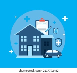 house and insurance service icons