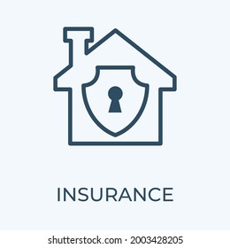House insurance with shield editable stroke thin vector line icon.