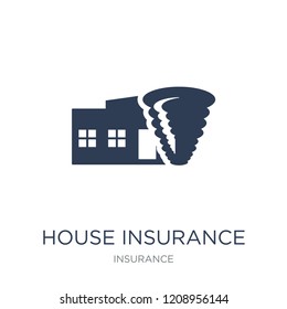 House insurance for storms icon. Trendy flat vector House insurance for storms icon on white background from Insurance collection, vector illustration can be use for web and mobile, eps10