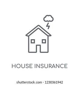 House insurance for storms linear icon. Modern outline House insurance for storms logo concept on white background from Insurance collection. Suitable for use on web apps, mobile apps and print media.