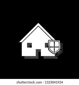 House insurance. White flat simple icon with shadow
