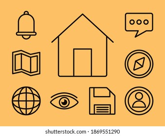 casa con diseño de ilustración vectorial de estilo de línea de interfaz