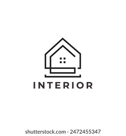house interior building architecture minimal logo design vector