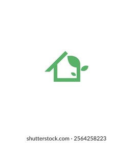 house interior design logo leaf illusion vector