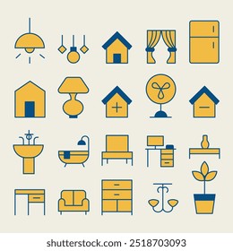 HOUSE INTERIOR FURNITURE ICON SET