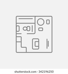 House interior with furniture line icon for web, mobile and infographics. Vector dark grey icon isolated on light grey background. House interior with furniture line icon for web, mobile and infographics. Vector dark grey icon isolated on light grey background.