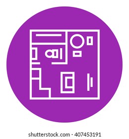 House interior with furniture line icon.