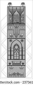 house interior in gothic style silhouette. Vector illustration