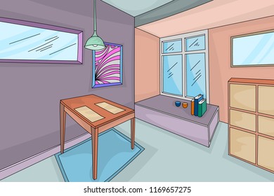 House interior hand drawing color style vector living room backgrounds