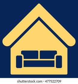 House Interior icon. Vector style is flat iconic symbol, yellow color, blue background.