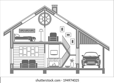 house interior silhouette. Vector illustration