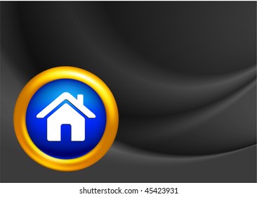 House Internet Button on Black Wave Background Original Vector Illustration EPS10