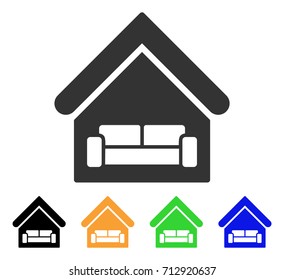 House Interrior icon. Vector illustration style is a flat iconic house interrior symbol with black, grey, green, blue, yellow color variants. Designed for web and software interfaces.