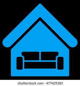 House Interrior icon. Vector style is flat iconic symbol, blue color, black background.