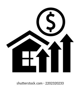 House Investment Growth Icon. Real Estate. Property Value. Vector Icon Isolated On White Background.
