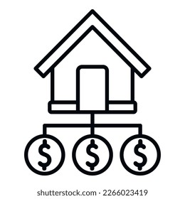 House investment icon outline vector. Money property. Invest estate
