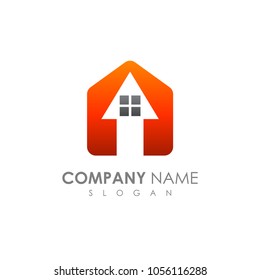 House Investment Logo Template, house with up arrow