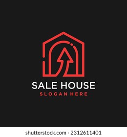 Vector del logotipo de inversión de la casa con estilo de flecha creativa