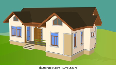 The house isolated design. Graphic design on background. Can be used as banner, illustration, background, advertisement, etc. Vector EPS10 