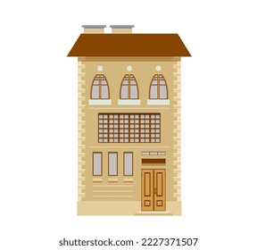 House isolated. Multistory building. Architecture. Windows.  Urban construction. Flat vector illustration.