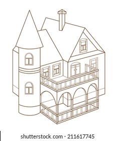 Casa aislada en fondo blanco (ilustración vectorial)
