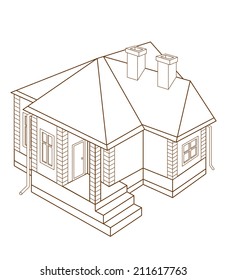 Casa aislada en fondo blanco (ilustración vectorial)