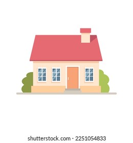 House isolated on white background. House in flat style. Front view modern urban house. Vector stock