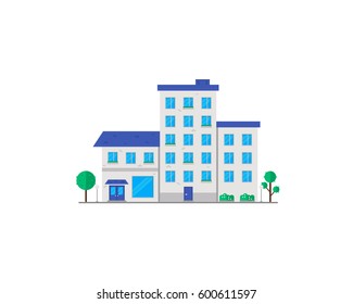 House isolated on white background. Residential urban building. City constructor icon. Flat vector illustration design. 