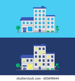 House isolated on white background. Residential urban building. City constructor icon. Flat vector illustration design. 