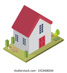 Casa isométrica 3d. Ilustración vectorial.